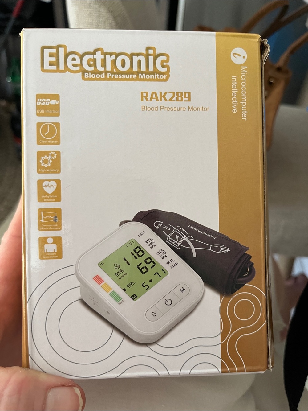 RAK289 Electronic Blood Pressure Monitor - White with Black Cuff